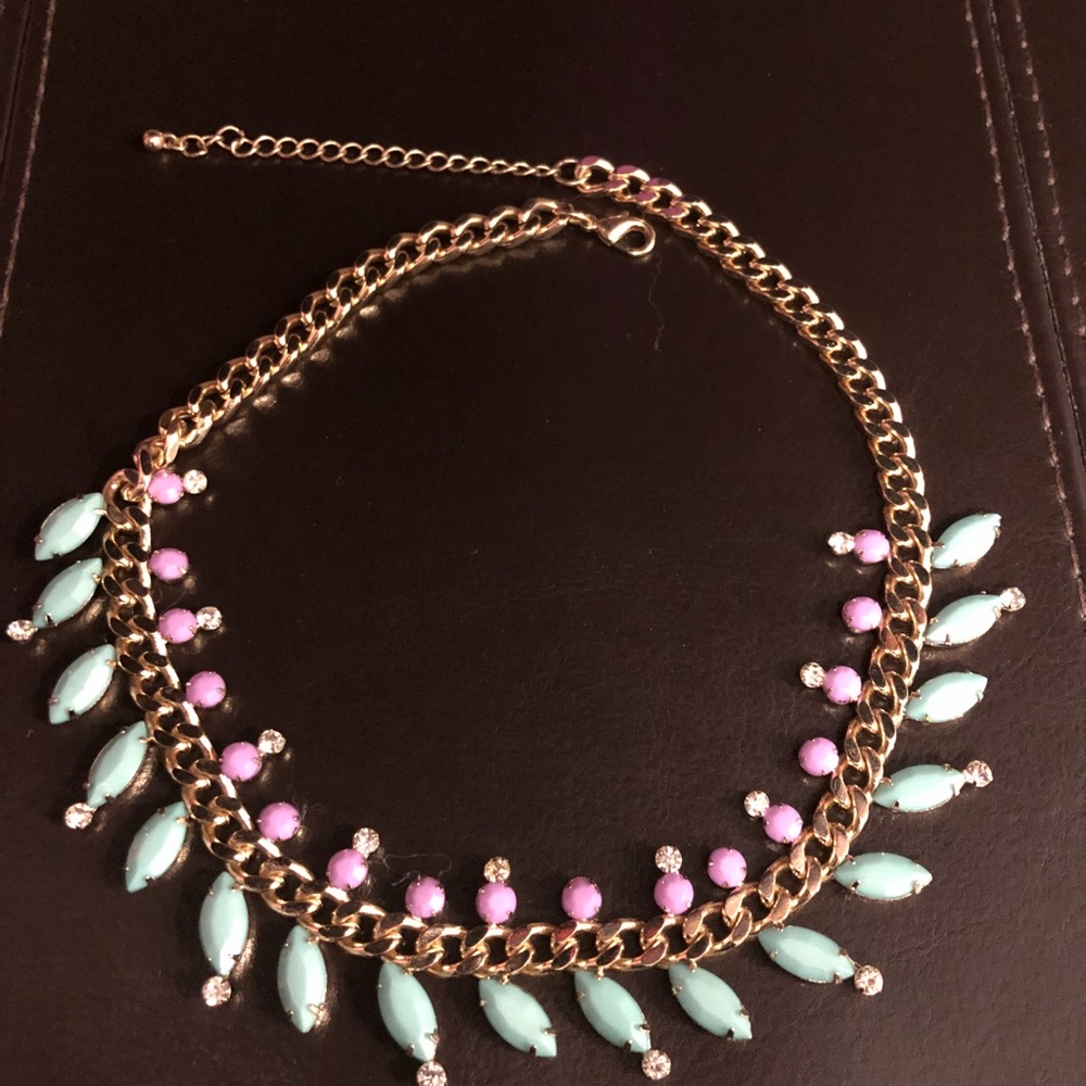 Statement necklace- turquoise and pink